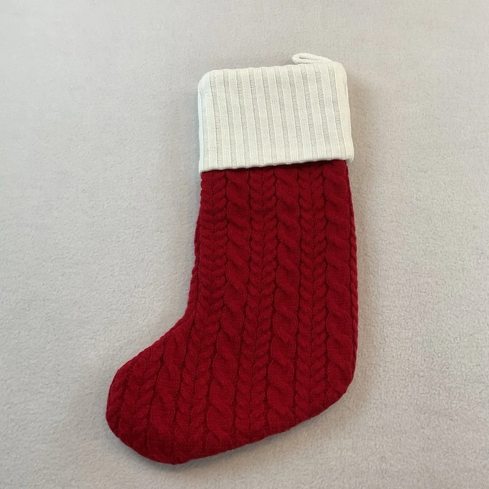 St Nicholas Square Christmas Stocking Cable Knit Red‎ K Initial Monogram Kohls